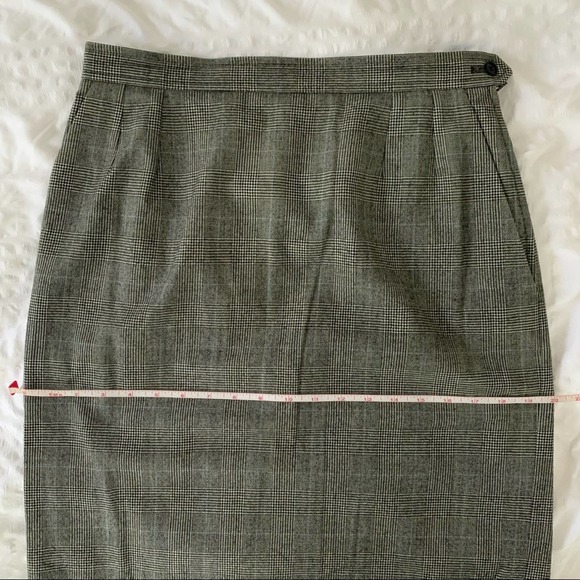 Vintage YSL Black Tweed Pencil Skirt Houndstooth Yves Saint Laurent 90s - Picture 12 of 13